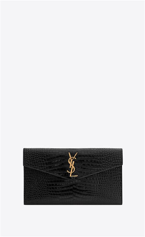 pochette ysl in pelle di coccodrillo franzese|Pochette Saint laurent in Coccodrillo Nero .